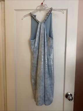 MICHAEL Michael Kors Pale Blue One-Shoulder Sequin Evening Dress
